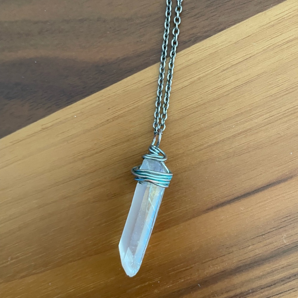Silver Crystal Quartz Pendant Necklace